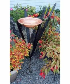 Achla Standing Bird Baths Copper Single Cattail Bird Bath