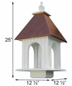 A Wing And A Prayer Dogwood Bird Feeder With Hammered Copper Colored Metal Roof Decorative Feeders