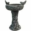 Athens Stonecasting Standing Bird Baths His Eye Is On The Sparrow, Forest White Bird Bath 2 Athens Stonecasting Standing Bird Baths His Eye Is On The Sparrow, Forest White Bird Bath