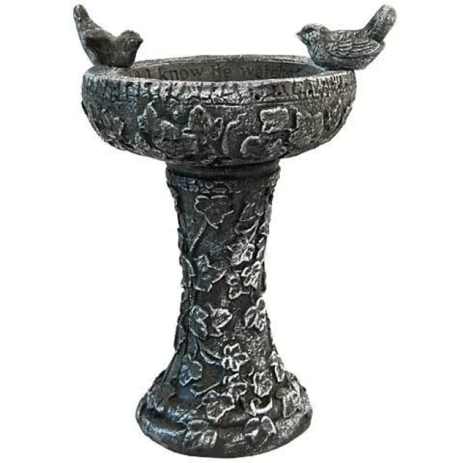 Athens Stonecasting Standing Bird Baths His Eye Is On The Sparrow, Forest White Bird Bath 3 Athens Stonecasting Standing Bird Baths His Eye Is On The Sparrow, Forest White Bird Bath