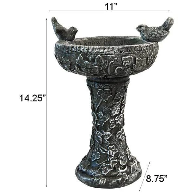 Athens Stonecasting Standing Bird Baths His Eye Is On The Sparrow, Forest White Bird Bath 4 Athens Stonecasting Standing Bird Baths His Eye Is On The Sparrow, Forest White Bird Bath