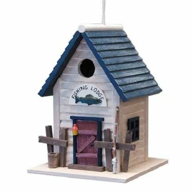 Home Bazaar Fishing Lodge Bird House 3 Home Bazaar Fishing Lodge Bird House
