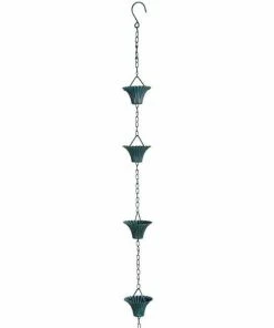 Ancient Graffiti Fluted Rain Chain, Verdigris Lawn & Garden