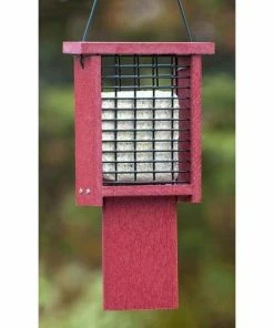 Woodlink Going Green Suet Feeder With Tail Prop, Red Hanging Feeders