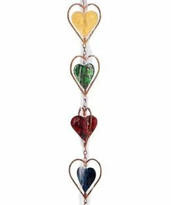 Ancient Graffiti Lawn & Garden Heart Rain Chain, Multicolored