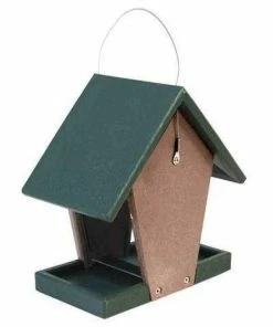 Songbird Essentials Hanging Feeders Hopper Bird Feeder, Green And Brown, Small