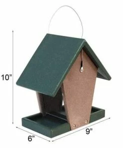 Songbird Essentials Hanging Feeders Hopper Bird Feeder, Green And Brown, Small