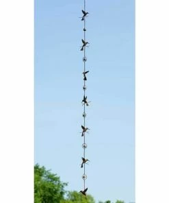 Ancient Graffiti Hummingbird & Bell Rain Chain, Flamed Copper 9 Ancient Graffiti Hummingbird & Bell Rain Chain, Flamed Copper