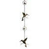 Ancient Graffiti Hummingbird & Bell Rain Chain, Flamed Copper