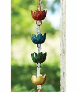 Ancient Graffiti Lily Rain Chain, Multicolored Lawn & Garden