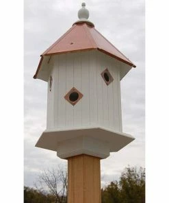 A Wing And A Prayer Decorative Houses Magnolia Bird House With Hammered Copper Colored Metal Roof