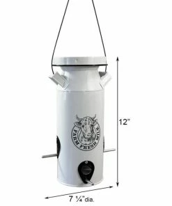 Woodlink Milkhouse Vintage White Milk Can Bird Seed Feeder Hanging Feeders