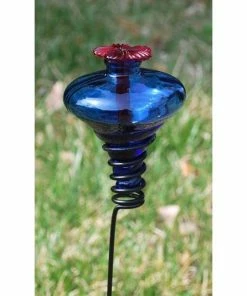 Parasol Hummingbird Feeders Mini-Blossom Blue Hummingbird Feeder With Stake
