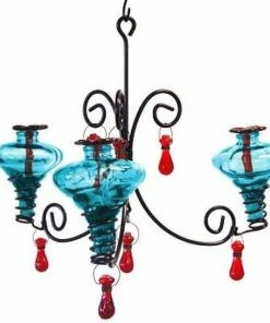 Parasol Mini-Blossom Chandelier Hummingbird Feeder, Aquamarine