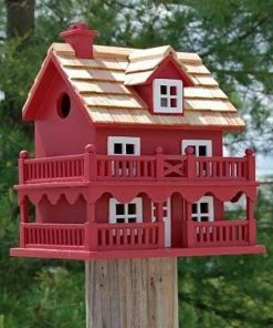 Home Bazaar Novelty Cottage Red Bird House