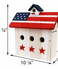 Woodlink Post / Pole Mounted Houses Patriotic Wren House With Three Perches