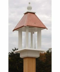 A Wing And A Prayer Pavilion Bird Feeder With Hammered Copper Colored Metal Roof Decorative Feeders