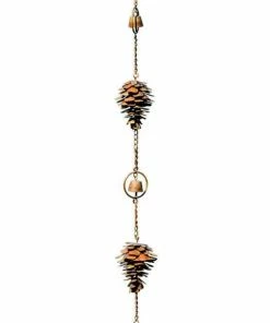 Ancient Graffiti Lawn & Garden Pine Cones And Bells Rain Chain, Flamed Copper