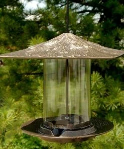 Whitehall Products Pinecone French Bronze Colored Tube Bird Feeder Hanging Feeders