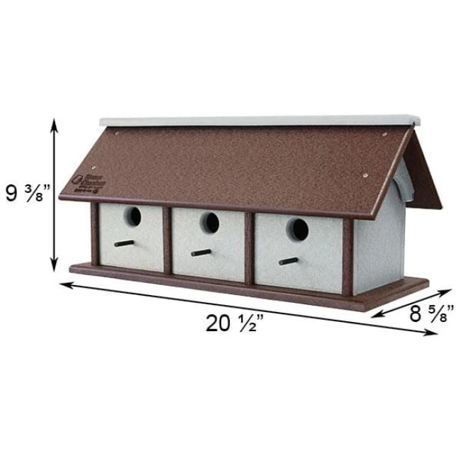 Green Meadow Houses & Feeders Polywood Recycled Plastic Horizontal Triple Wren House 5 Green Meadow Houses & Feeders Polywood Recycled Plastic Horizontal Triple Wren House