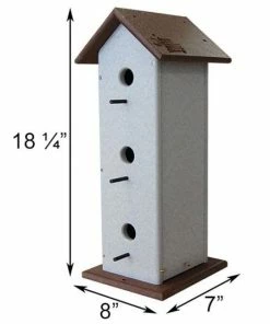Green Meadow Houses & Feeders Post / Pole Mounted Houses Polywood Recycled Plastic Vertical Triple Wren House