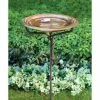 Ancient Graffiti Solid Copper Bird Bath With Stake Standing Bird Baths