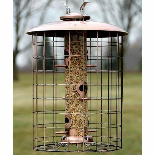 Woodlink Squirrel-Resistant Brushed Copper Seed Tube Bird Feeder 3 Woodlink Squirrel-Resistant Brushed Copper Seed Tube Bird Feeder