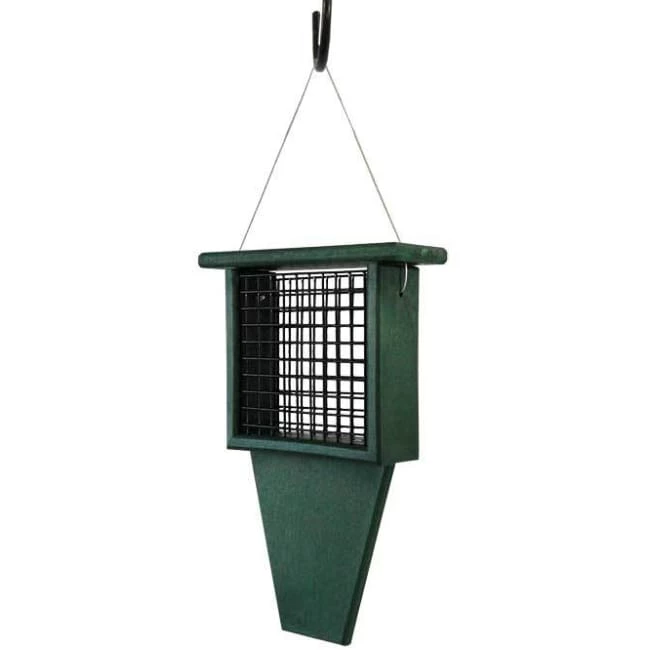 Songbird Essentials Suet Feeder With Tail Prop, Green Hanging Feeders 3 Songbird Essentials Suet Feeder With Tail Prop, Green Hanging Feeders