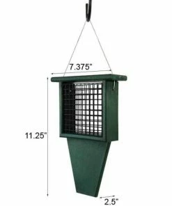 Songbird Essentials Suet Feeder With Tail Prop, Green Hanging Feeders 7 Songbird Essentials Suet Feeder With Tail Prop, Green Hanging Feeders