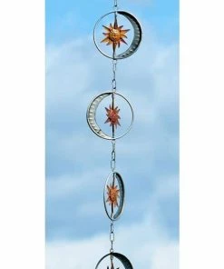 Ancient Graffiti Lawn & Garden Sun And Moon Rain Chain, Copper & Silver