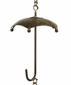 Ancient Graffiti Lawn & Garden Umbrella And Bell Rain Chain, Flamed Copper