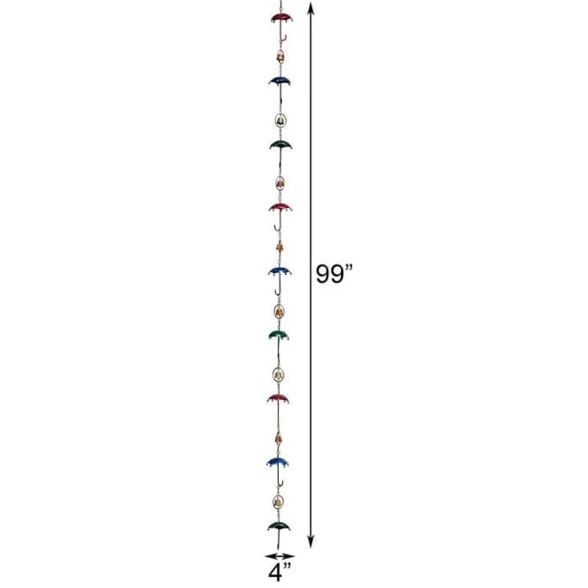 Ancient Graffiti Umbrella And Bell Rain Chain, Multicolored 6 Ancient Graffiti Umbrella And Bell Rain Chain, Multicolored