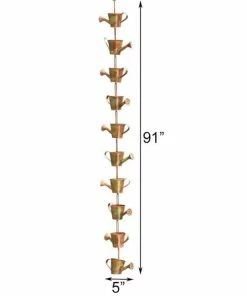 Ancient Graffiti Watering Can Copper Rain Chain