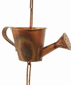 Ancient Graffiti Watering Can Copper Rain Chain
